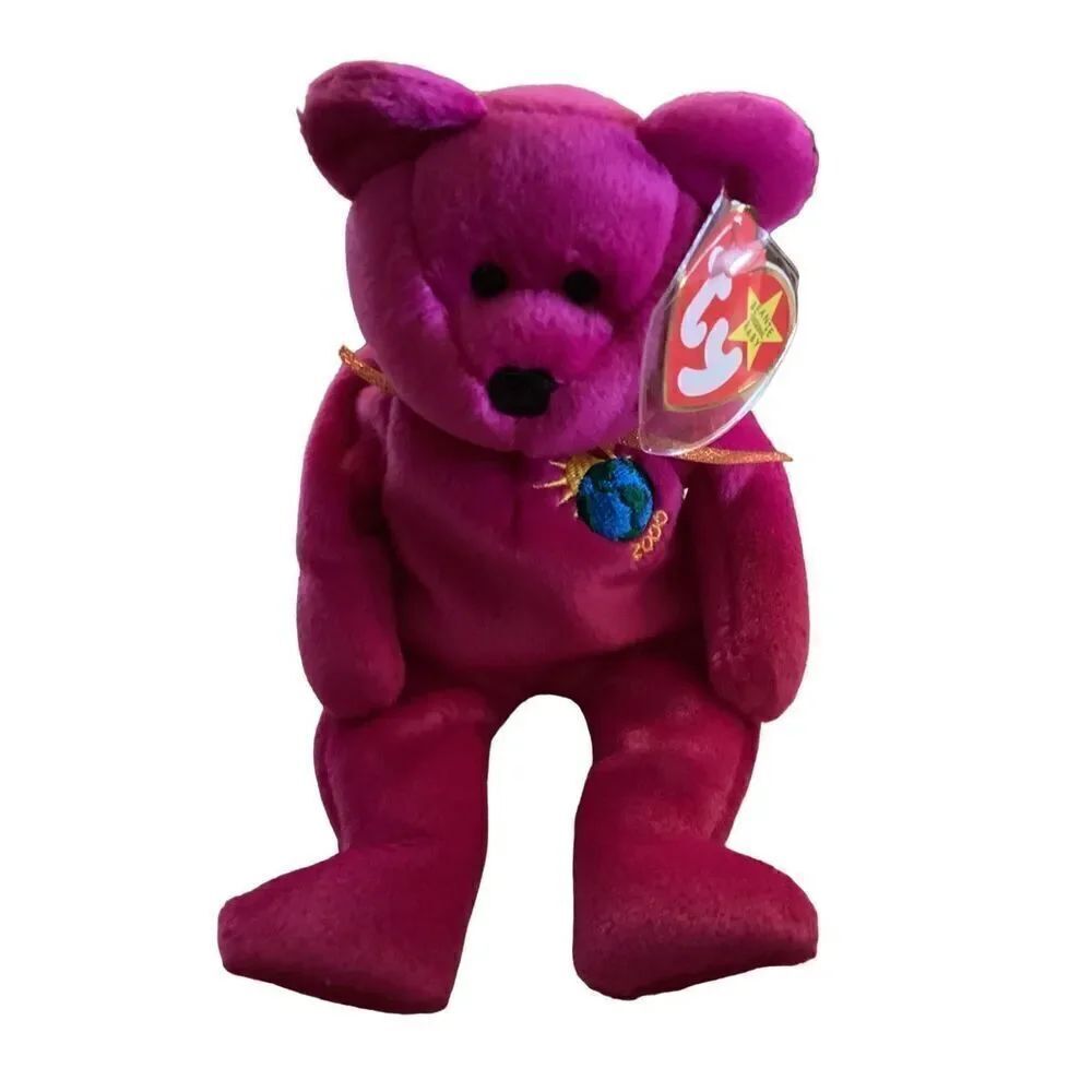 1999 Retired Millenium Bear Ty Beanie Baby Plush Collectible